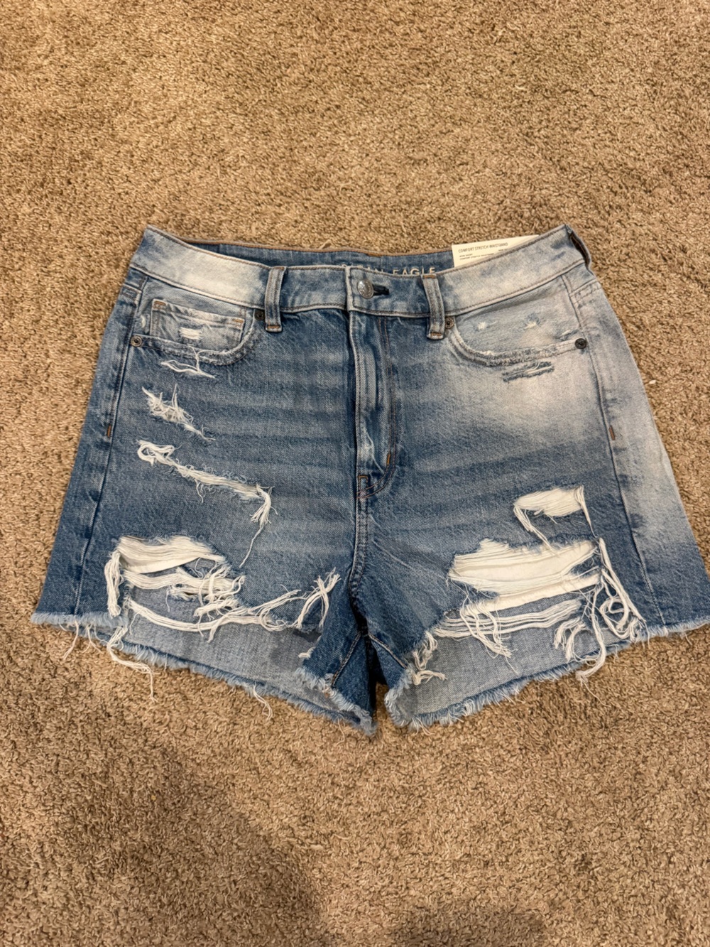American Eagle Outfitters Light Blue Distressed Denim Shorts